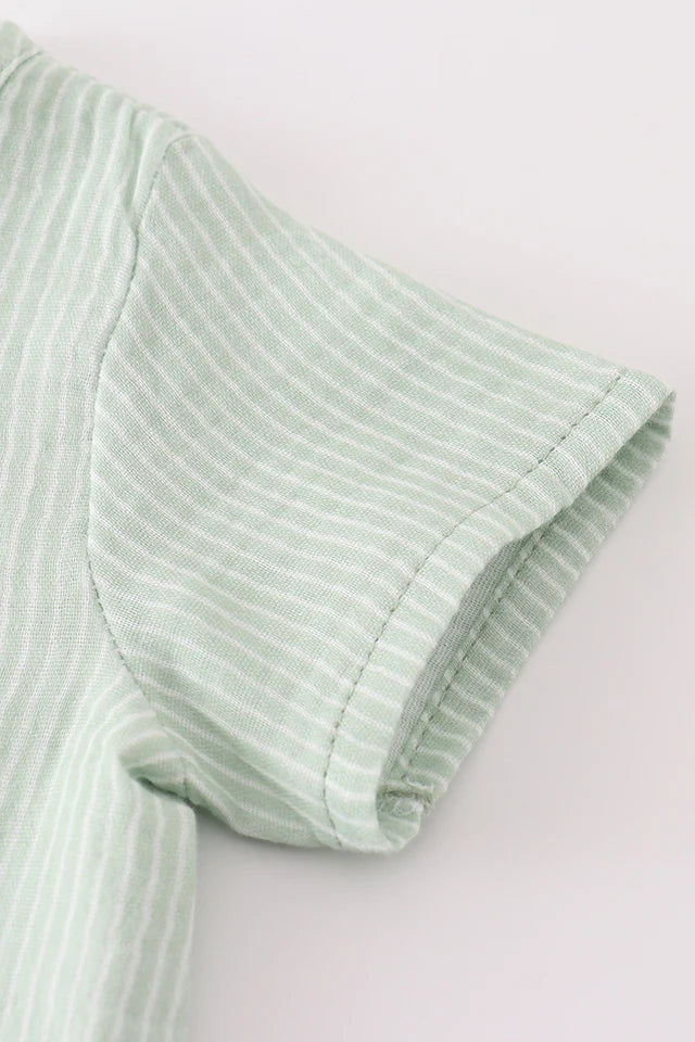 Sage Muslin Stripe Romper
