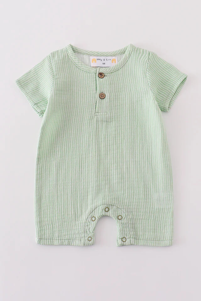 Sage Muslin Stripe Romper