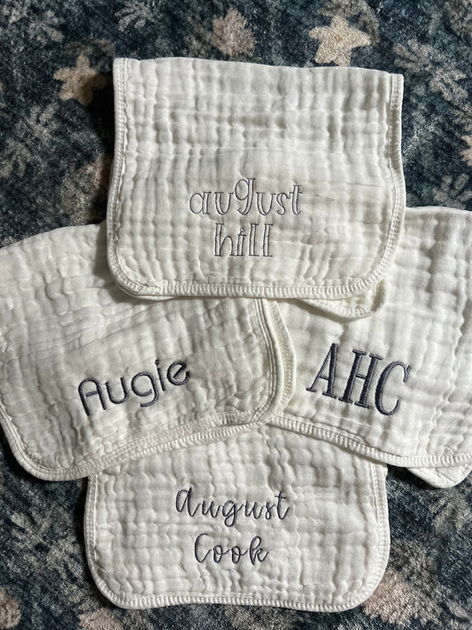 Embroidered Burp Cloths