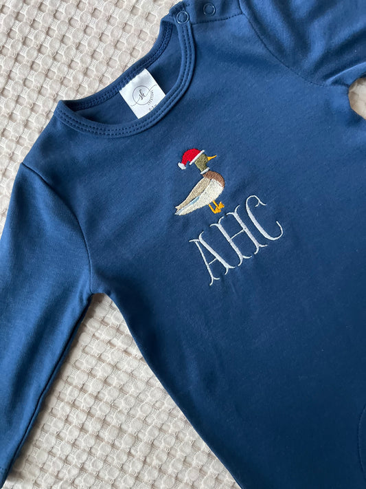 Navy Long Sleeve Santa Mallard Jumper - augie & lil bob 