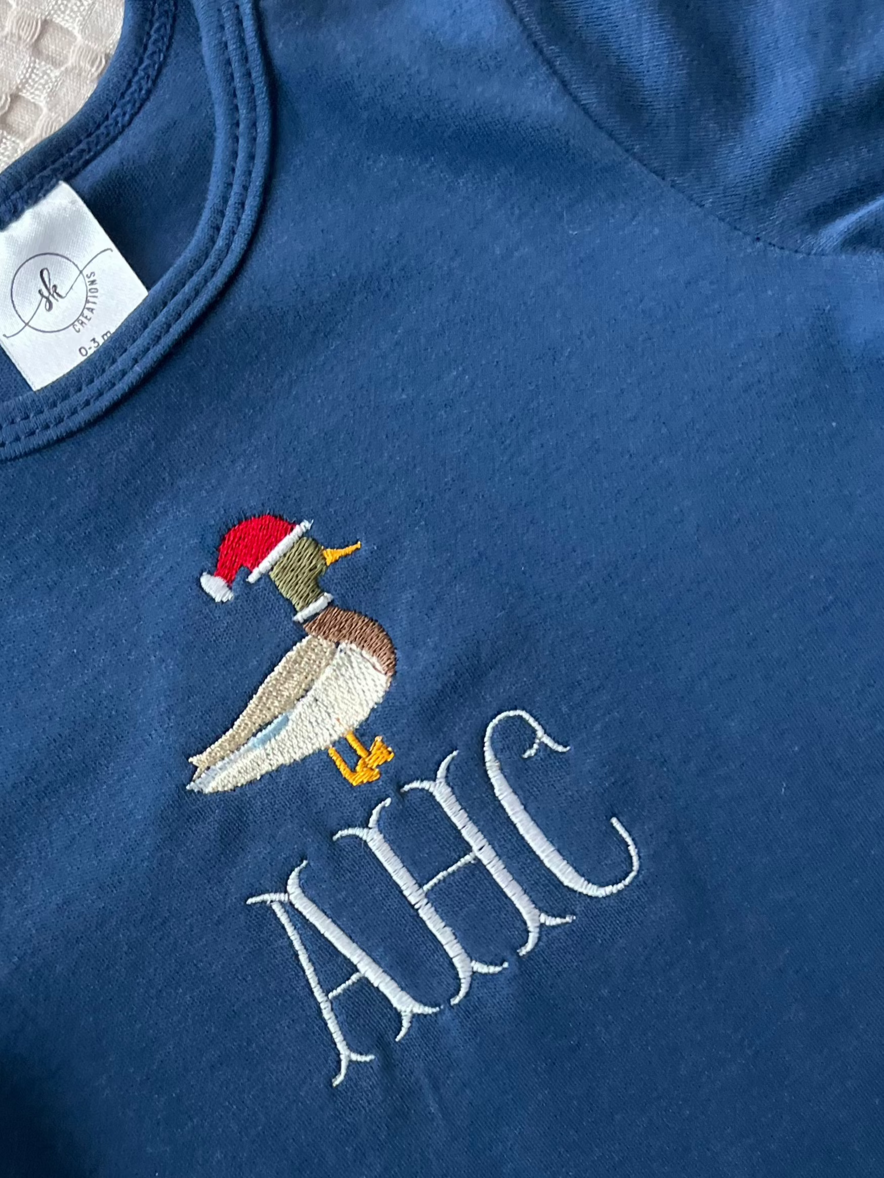 Navy Long Sleeve Santa Mallard T - Shirt - augie & lil bob 