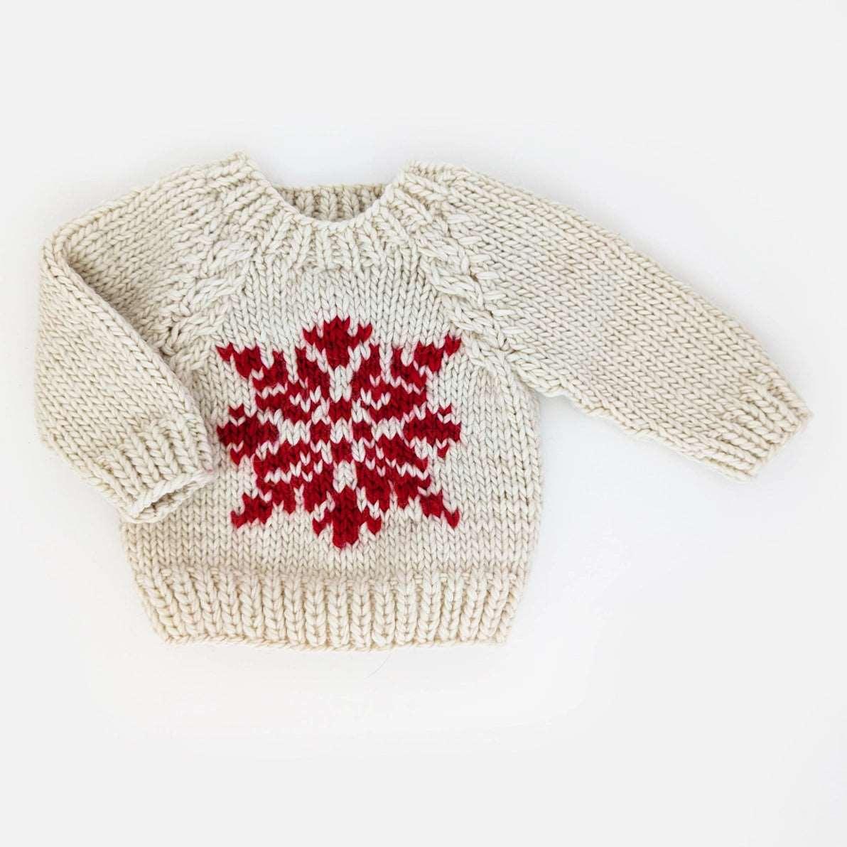 Snowflake Natural Crew Neck Sweater For Baby & Toddler - augie & lil bob 